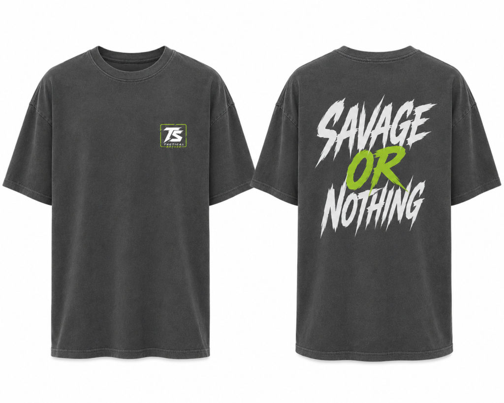 Savage or Nothing oversized gym tee in boxy streetwear fit with back graphic