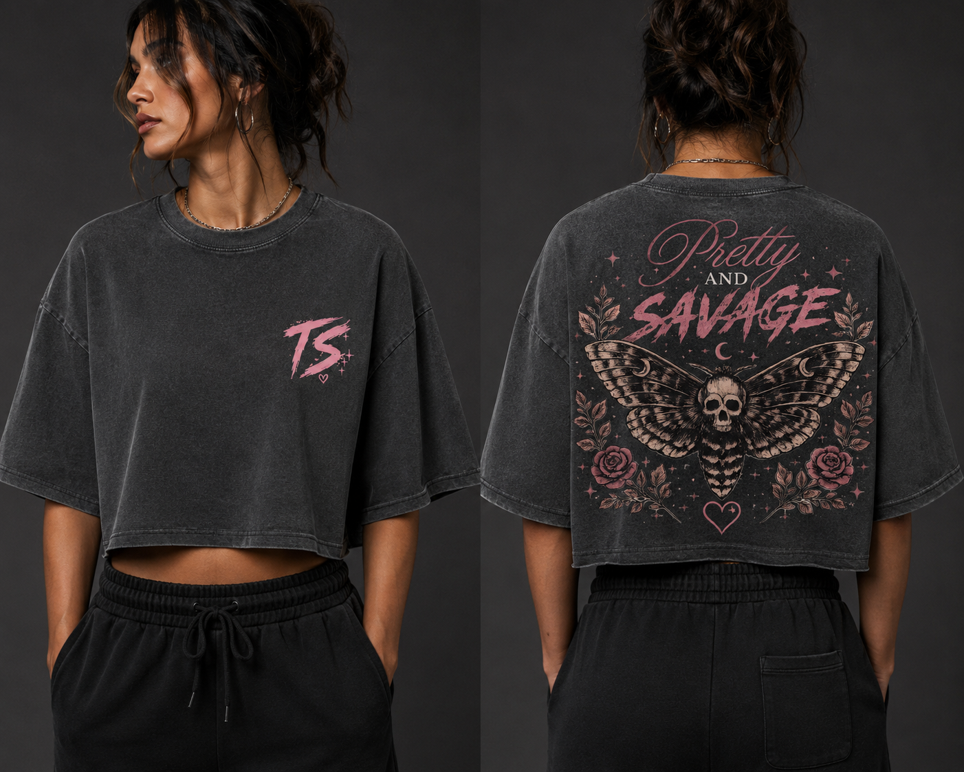 Pretty and Savage Women's Heavyweight Cropped Tee - Image 2